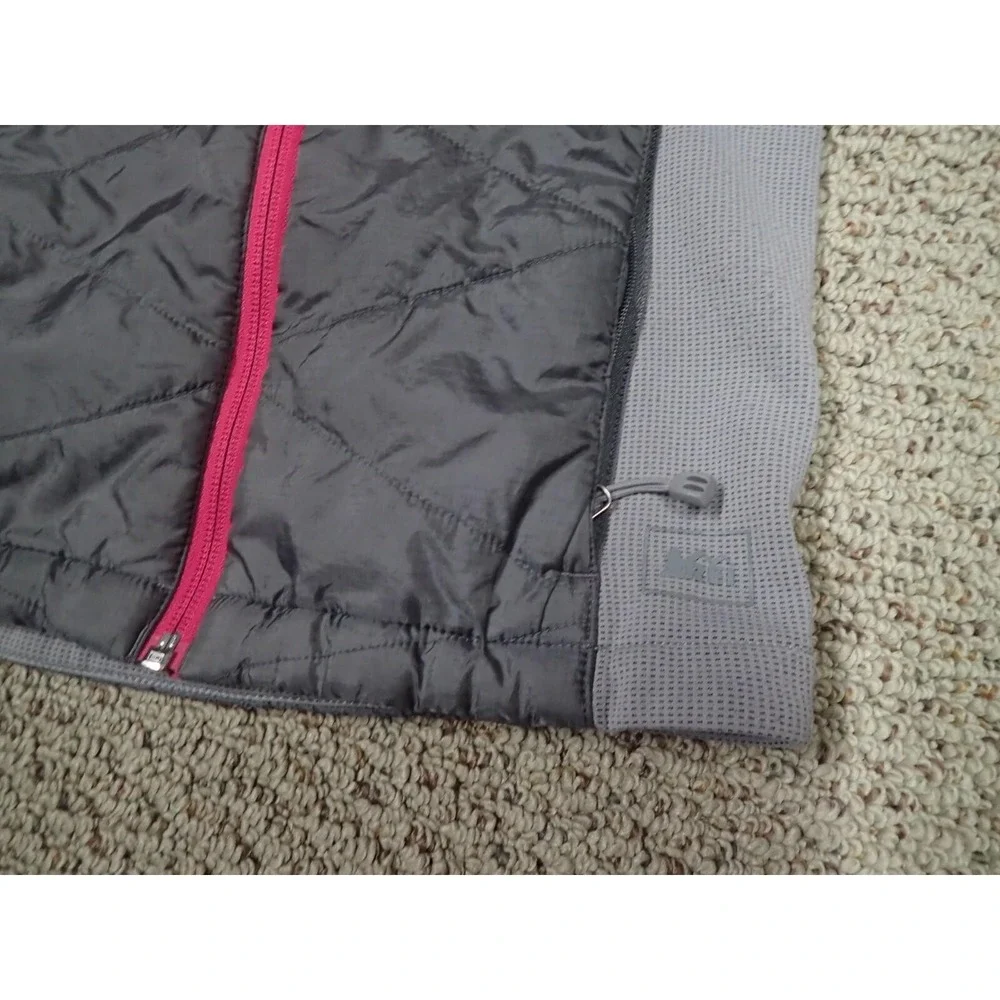 REI Hooded Insulated Jacket Girls Size 8‎ Grey Pink Excellent Hybrid Puffer